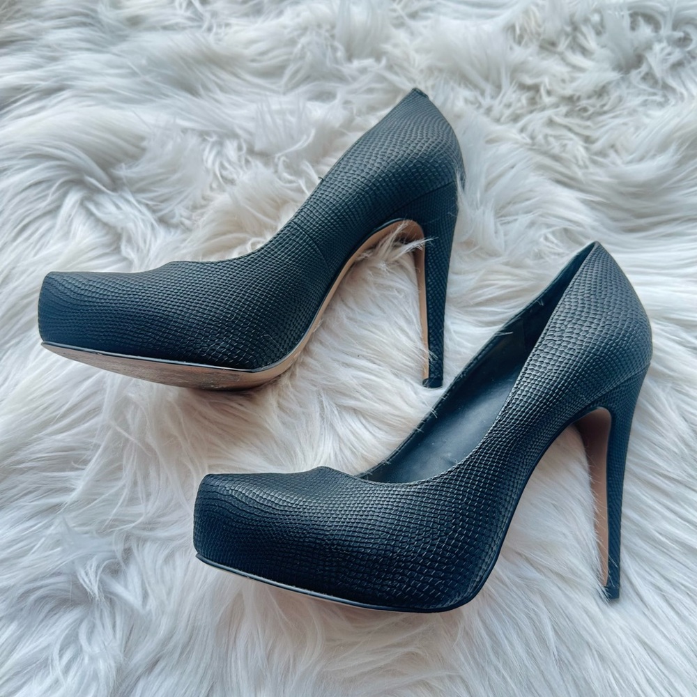 Jessica Simpson Elegant Black Textured High Heels 8